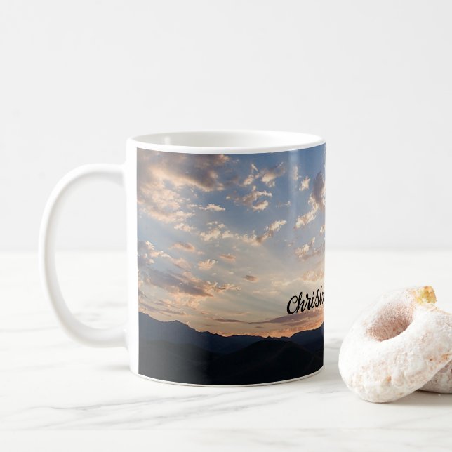 Solnedgång Himmel Personlig Kaffemugg (Med munk)