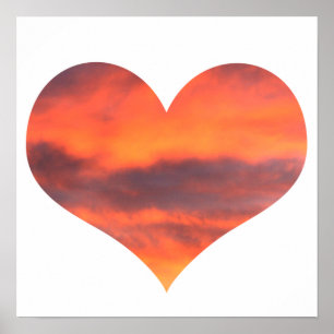 Solnedgång Himmel Photo Bild Ligcape Orange Heart Poster