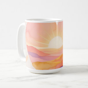 Solnedgång Hjärtat Akvarell Stillhet Kaffemugg