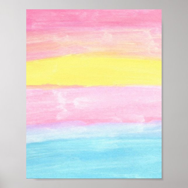 Solnedgång Horisont Akvarell Abstrakt  Poster (Framsidan)