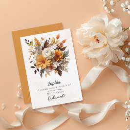 Solnedgång HöstBlommigtar Bridesmaid Frieri Inbjudningar