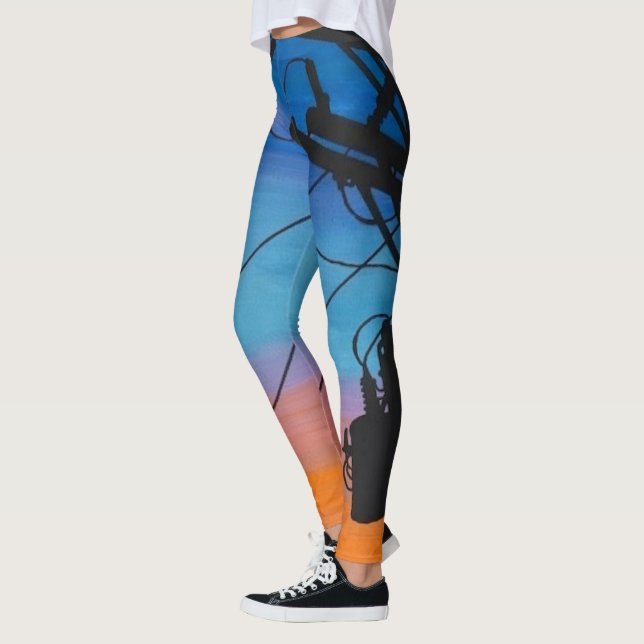 "Solnedgång Hum"-målning på en Leggings (Vänster)