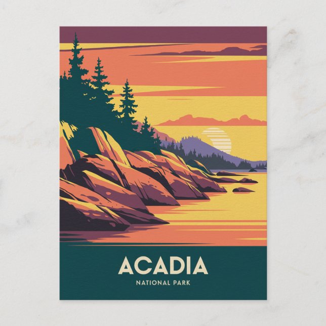 Solnedgång i Acadias nationalpark Vykort (Framsida)