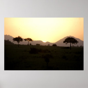 Solnedgång i afrika poster