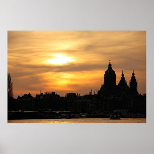 Solnedgång i Amsterdam Poster