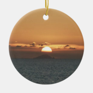 Solnedgång i Antigua I-Sjölandskap Fotografi Julgransprydnad Keramik