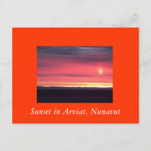Solnedgång i Arviat, Nunavut-vykort Vykort