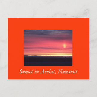 Solnedgång i Arviat, Nunavut-vykort Vykort
