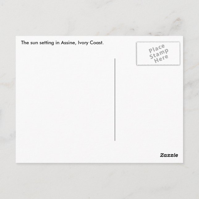 Solnedgång i Assinie, Elfenbenskusten Kusten Vykort (Baksida)