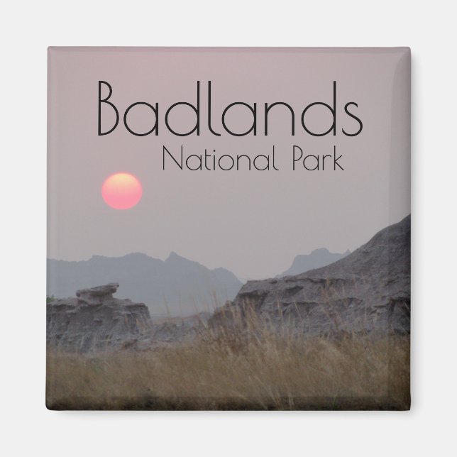 Solnedgång i Badlands nationalpark Magnet (Framsidan)