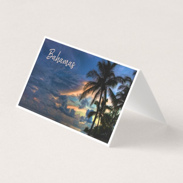 Solnedgång i Bahamas tropiska paradis Kort (Framsida)