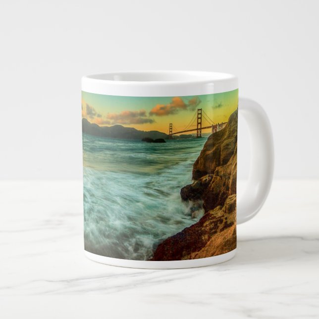 Solnedgång i Baker Beach Jumbo Mugg (Framsida höger)