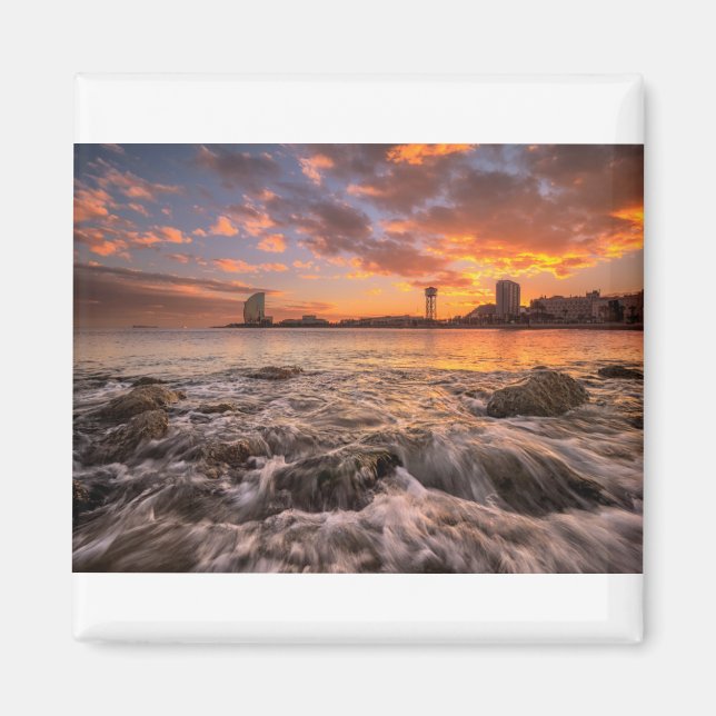Solnedgång i Barcelona Magnet (Framsidan)
