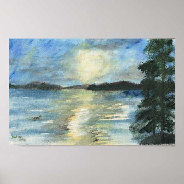 Solnedgång i Bellgrade Sjöar, Maine Print Poster (Framsidan)