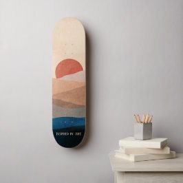 Solnedgång i bergen, Akvarellkonst Mini Skateboard Bräda 18,5 Cm