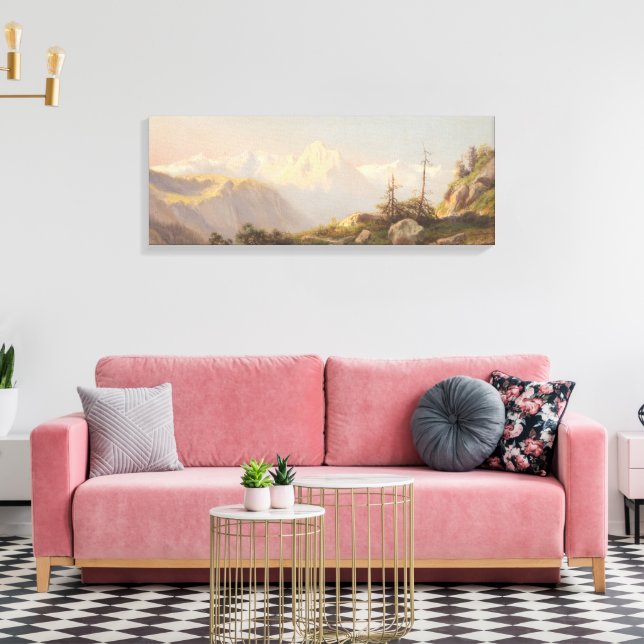 Solnedgång i bergen - Carl Lafite Canvastryck (Insitu (Vardagsrum))