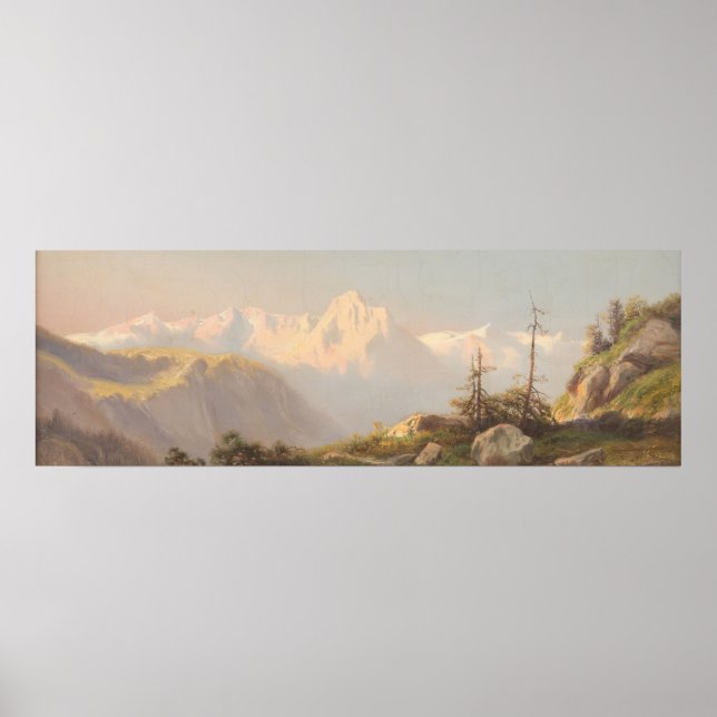 Solnedgång i bergen Carl Lafite Poster (Framsidan)