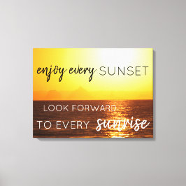 Solnedgång i bergsväggkonst med citat canvastryck