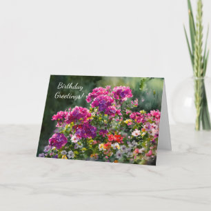 Solnedgång i Blomsterträdgård Art Birthday Card Kort