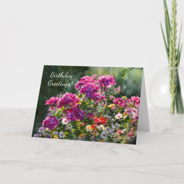 Solnedgång i Blomsterträdgård Art Birthday Card Kort (Framsida)