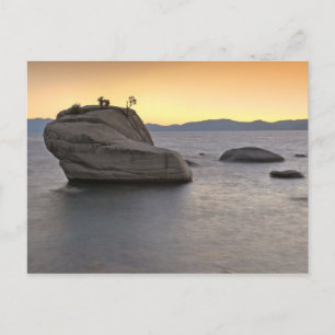 Solnedgång i Bonsai Sten, Sjö Tahoe ... Vykort