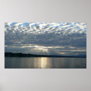 Solnedgång i British Columbia Canadian Sjölandskap Poster