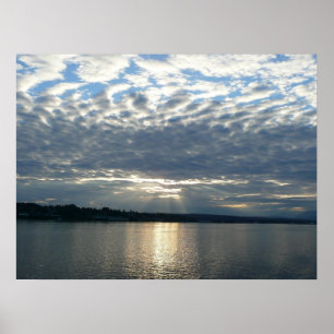 Solnedgång i British Columbia Canadian Sjölandskap Poster