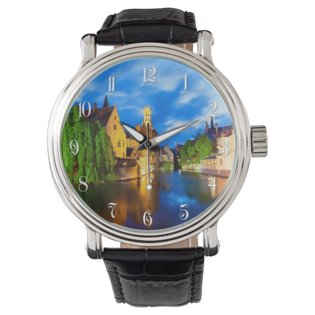 Solnedgång i Brygge. Belgien Armbandsur (Framsida)