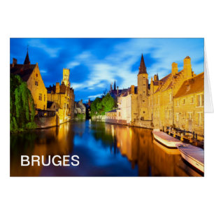 Solnedgång i Brygge. Belgien Hälsningskort