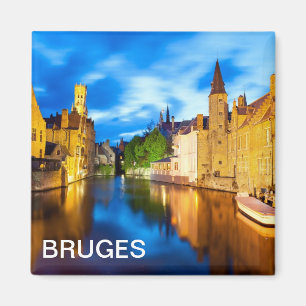 Solnedgång i Brygge. Belgien Magnet