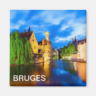 Solnedgång i Brygge. Belgien Magnet