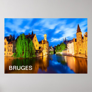 Solnedgång i Brygge. Belgien Poster