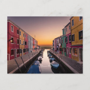 Solnedgång i Burano, Italien Vykort