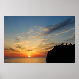 Solnedgång i Capo Caccia, Alghero, Sardinien, Ital Poster