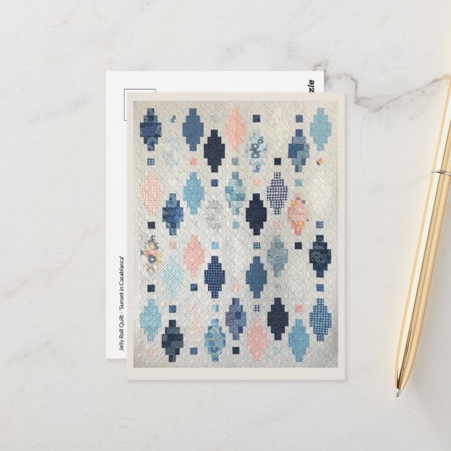 Solnedgång i Casablanca Quilt Postkort Vykort (Fram/Back In Situ)