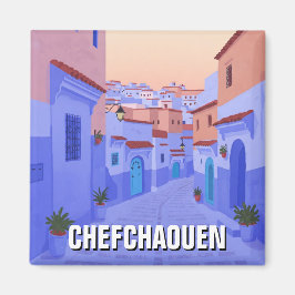 Solnedgång i Chefchaouen Marocko Travel Magnet