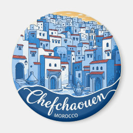 Solnedgång i Chefchaouen Marocko Travel Magnet