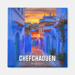 Solnedgång i Chefchaouen Marocko Travel Magnet
