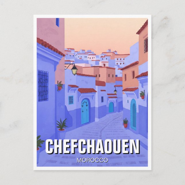 Solnedgång i Chefchaouen Marocko Travel Vykort (Framsida)