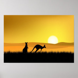 Solnedgång i den Australien affischen Poster