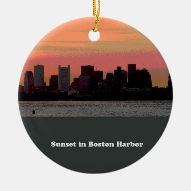 Solnedgång i den Boston hamnen Julgransprydnad Keramik (Framsidan)