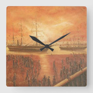 Solnedgång i det förflutna fyrkantig klocka