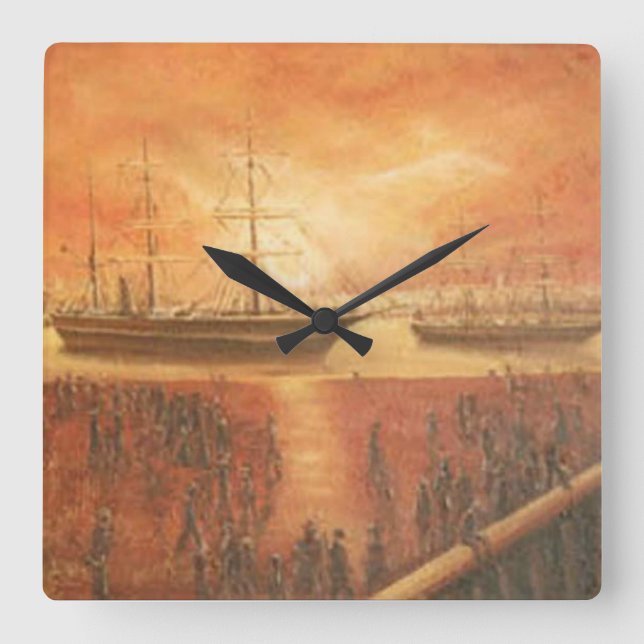 Solnedgång i det förflutna fyrkantig klocka (Framsida)