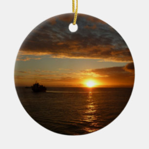 Solnedgång i det tropiska Sjölandskapet Sea II Julgransprydnad Keramik