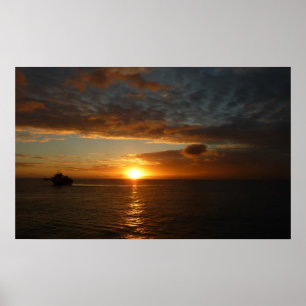 Solnedgång i det tropiska Sjölandskapet Sea II Poster