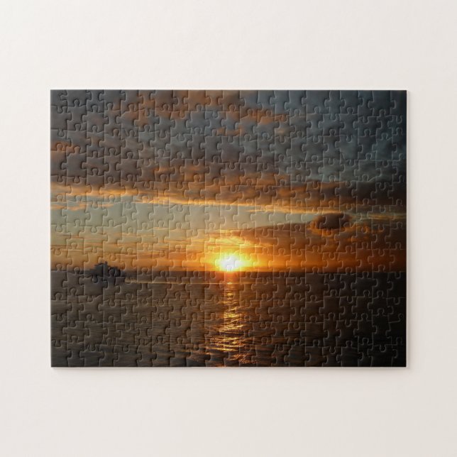 Solnedgång i det tropiska Sjölandskapet Sea II Pussel (Horisontell)