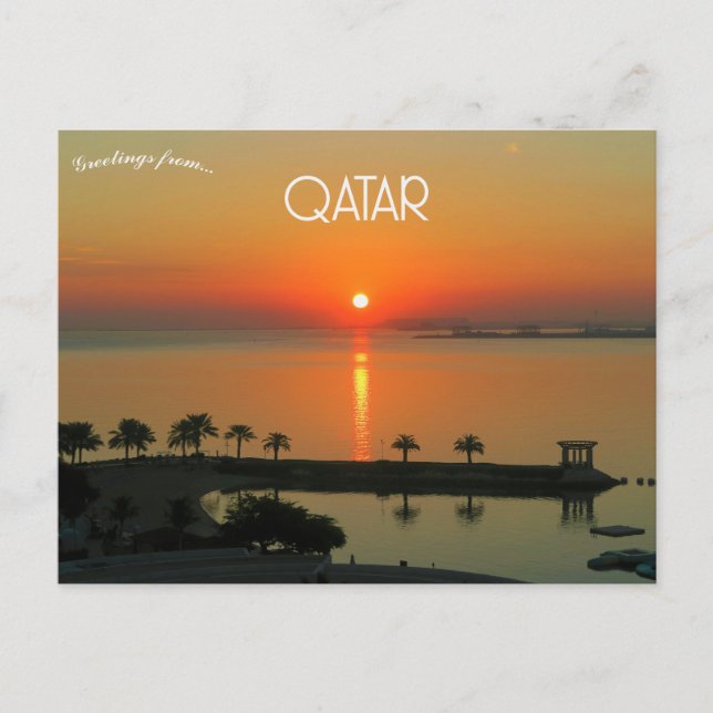 Solnedgång i Doha Qatar Vykort (Framsida)