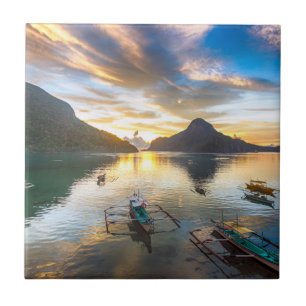 Solnedgång i El Nido Kakelplatta
