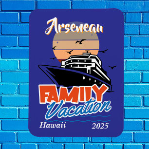 Solnedgång i familjen Vacation Blue Personalize Magnet