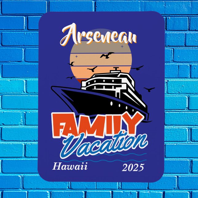 Solnedgång i familjen Vacation Blue Personalize Magnet (Created for the family's cabin cruise door, customize)